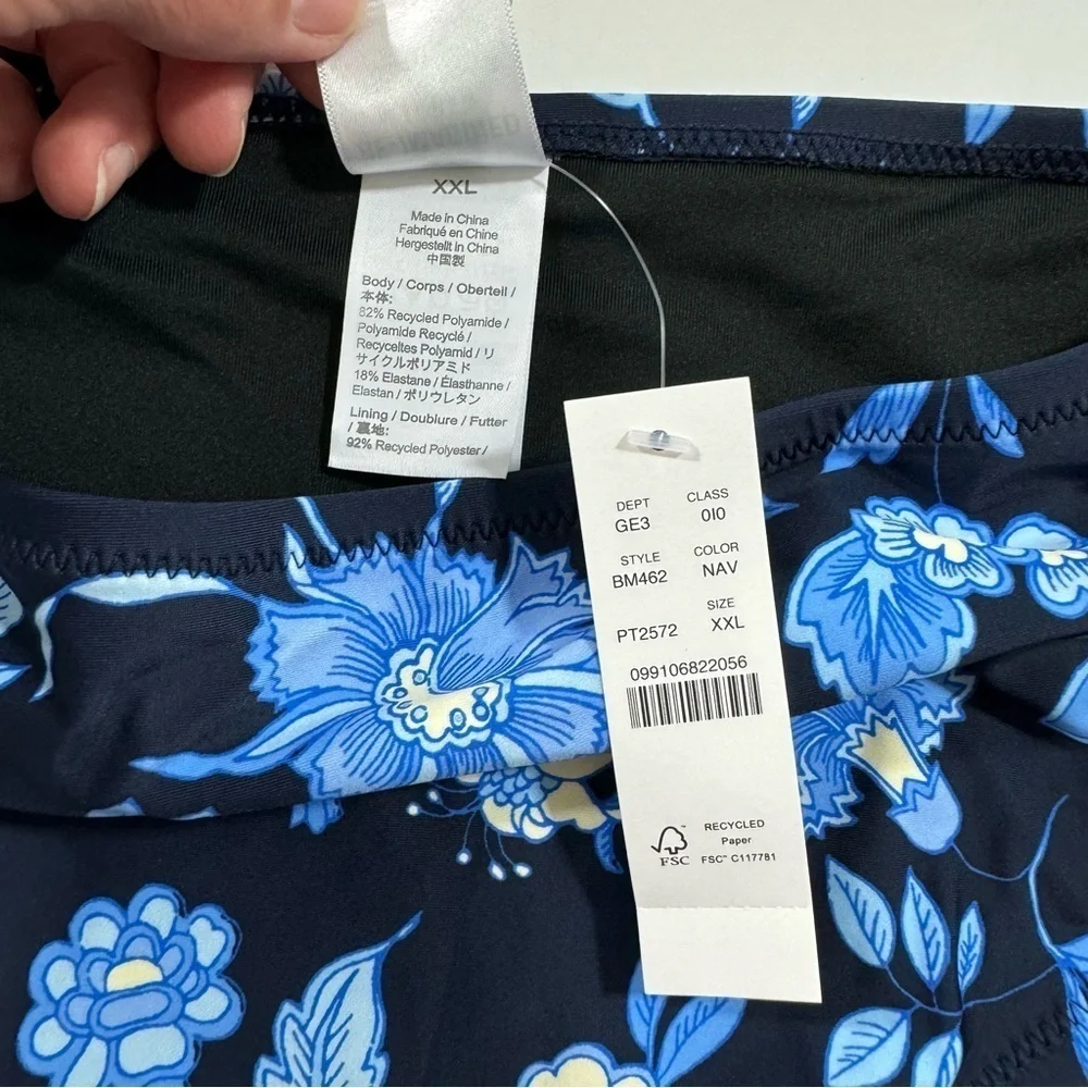 New J Crew High Rise Bikini Bottom Midnight Blue Floral BM462